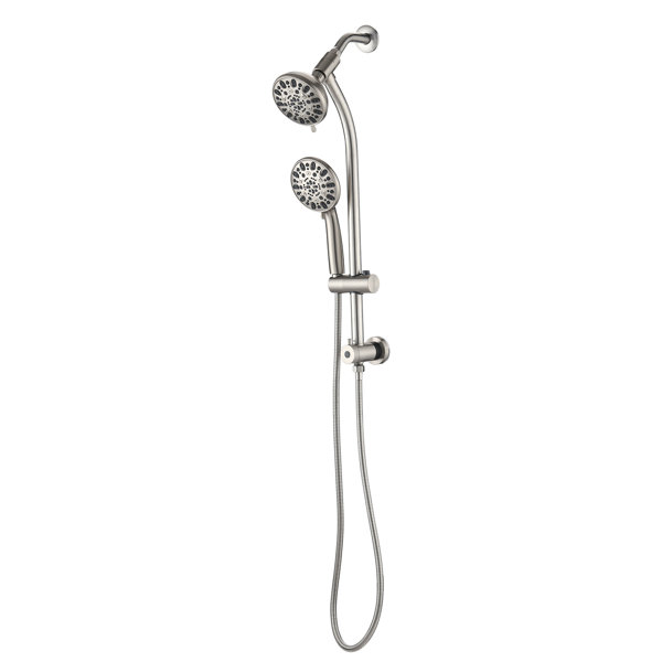 MAXWELL Slide Bar Combo Rain Showerhead 7Setting Hand, Dual Shower